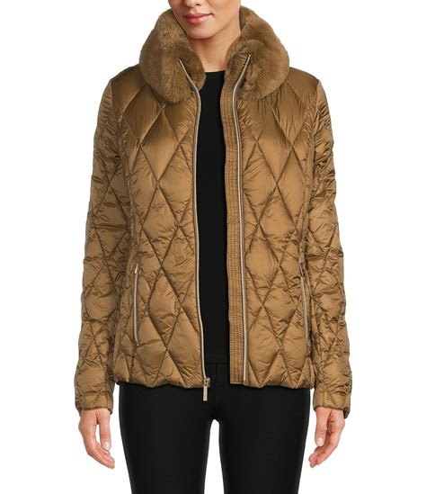 michael kors faux fur puffer jacket|Michael Kors lightweight puffer jacket.